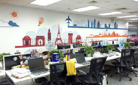 小金教你设计办公室墙绘的方法。